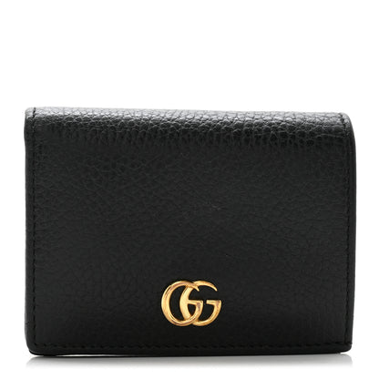 Gucci Pebbled Calfskin GG Marmont Card Case Black 1 of 8