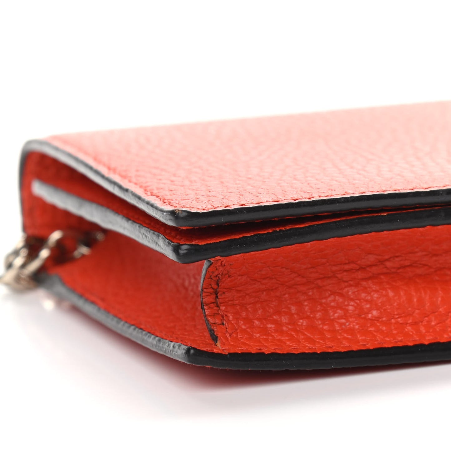 Dollar Calfskin Medium Betty Chain Wallet Sun Orange