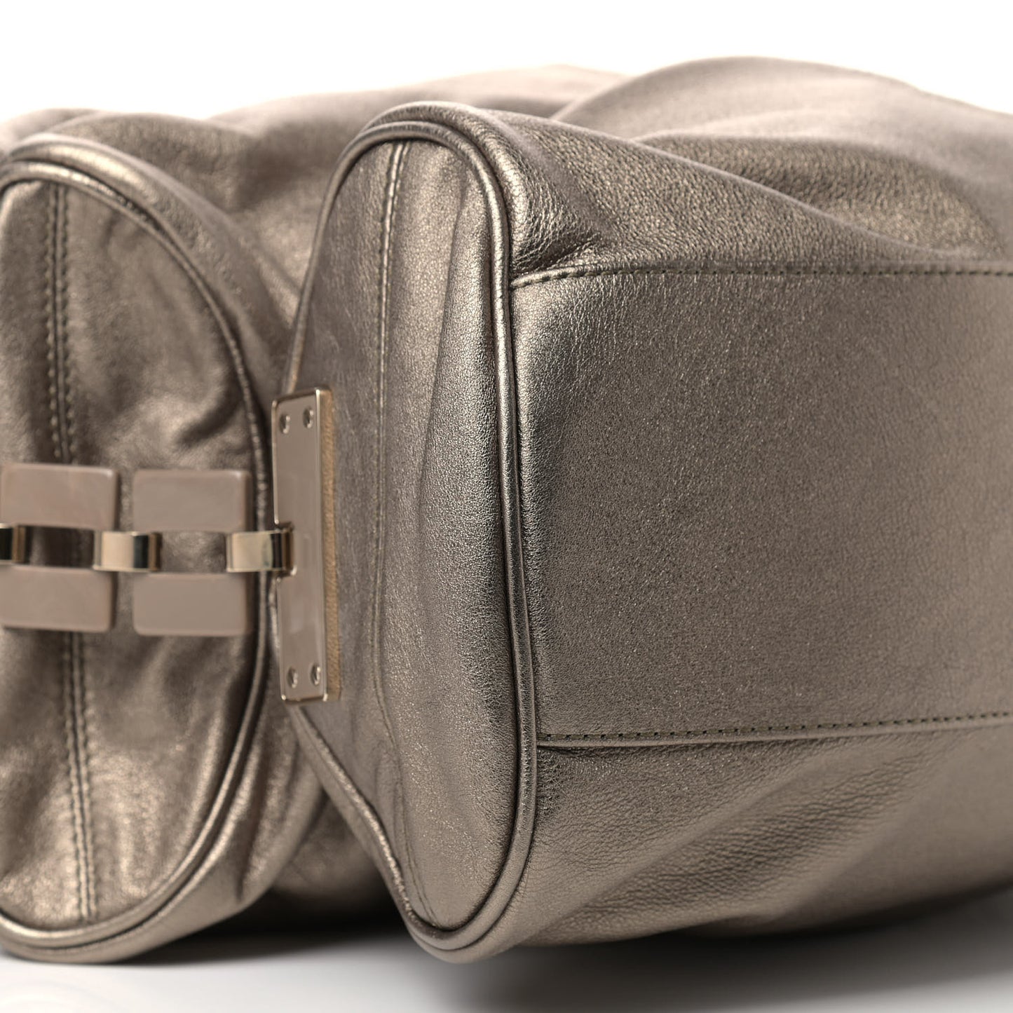 Metallic Calfskin Resin Villa Moda Hobo Bronze