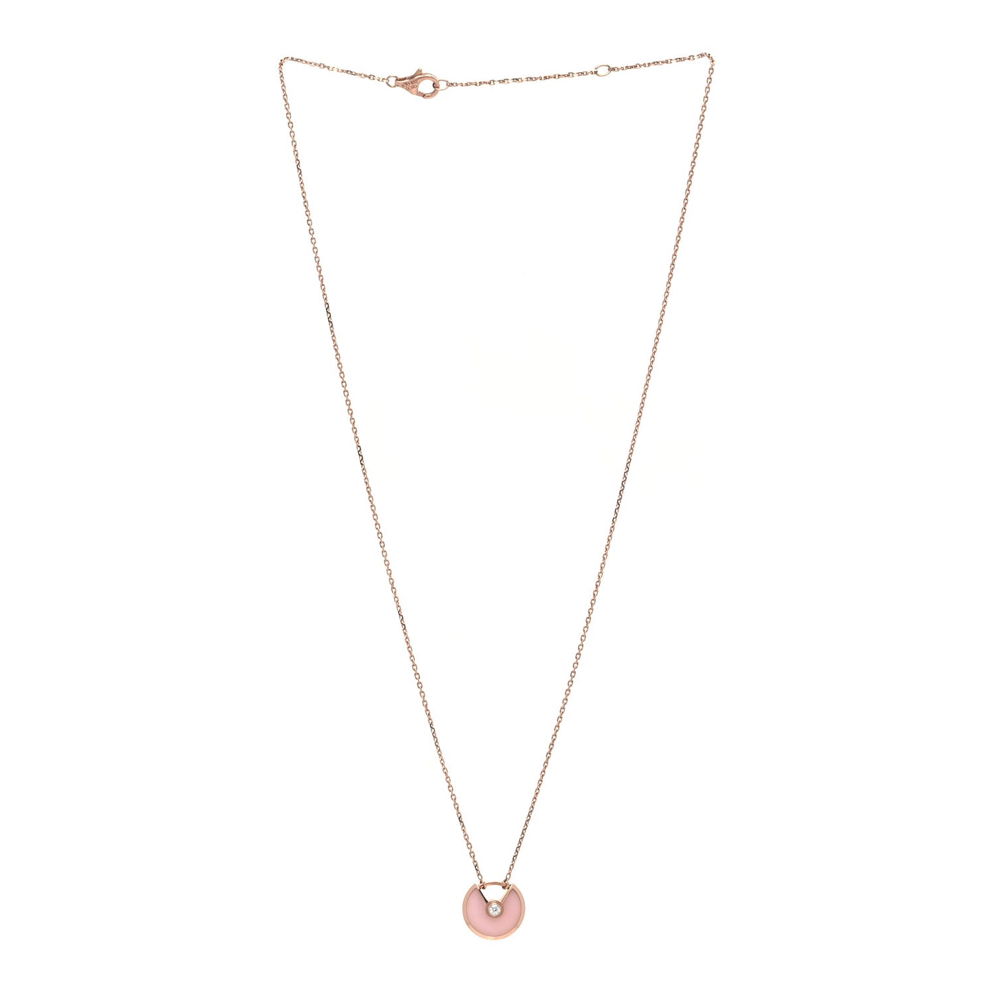 18K Pink Gold Diamond Pink Opal XS Amulette de Cartier Pendant Necklace