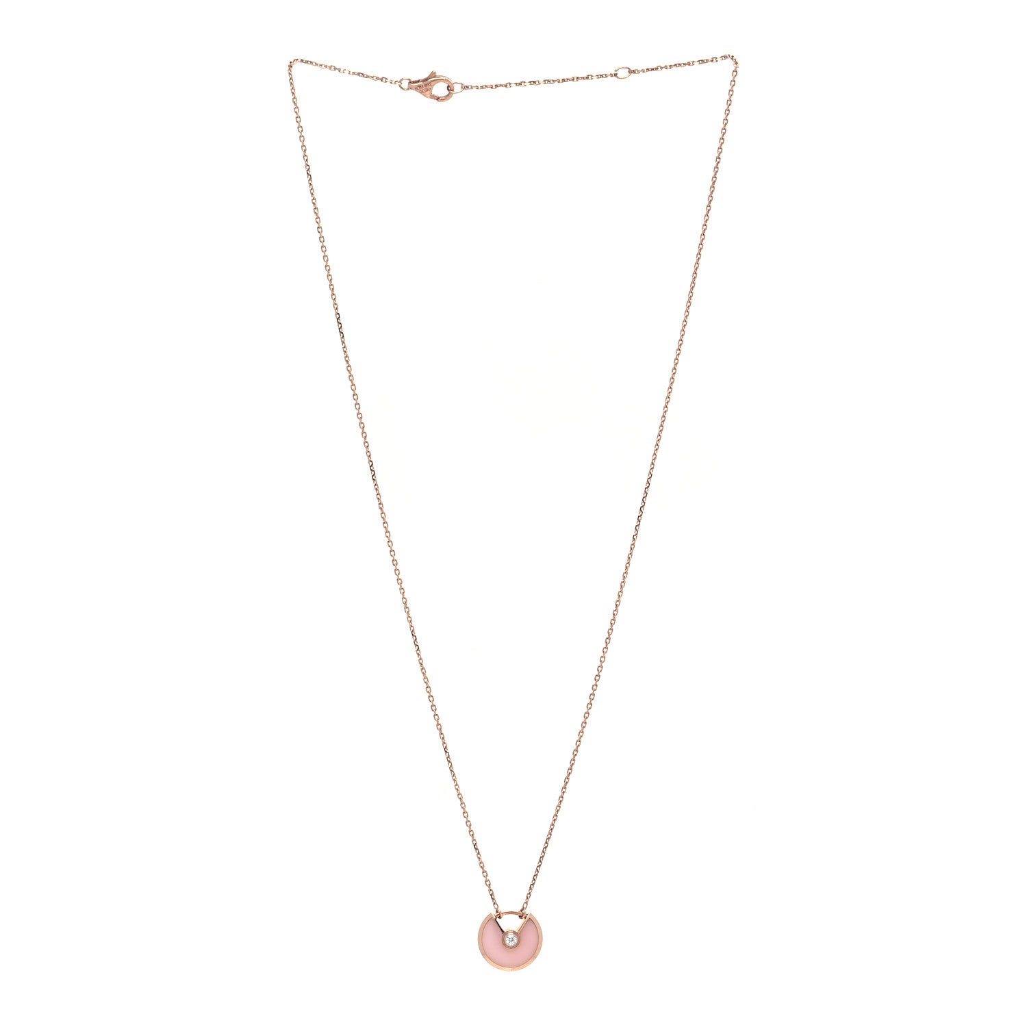 Cartier 18K Pink Gold Diamond Pink Opal XS Amulette de Cartier Pendant Necklace 3 of 6