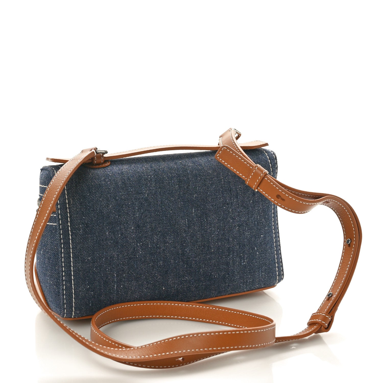Loro Piana Denim L19 Extra Pocket Pouch Blue Warm Tan 3 of 9