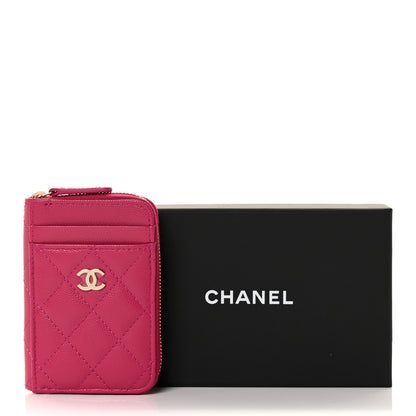 Chanel Caviar Quilted Zip Card Holder Fuchsia 10 of 10