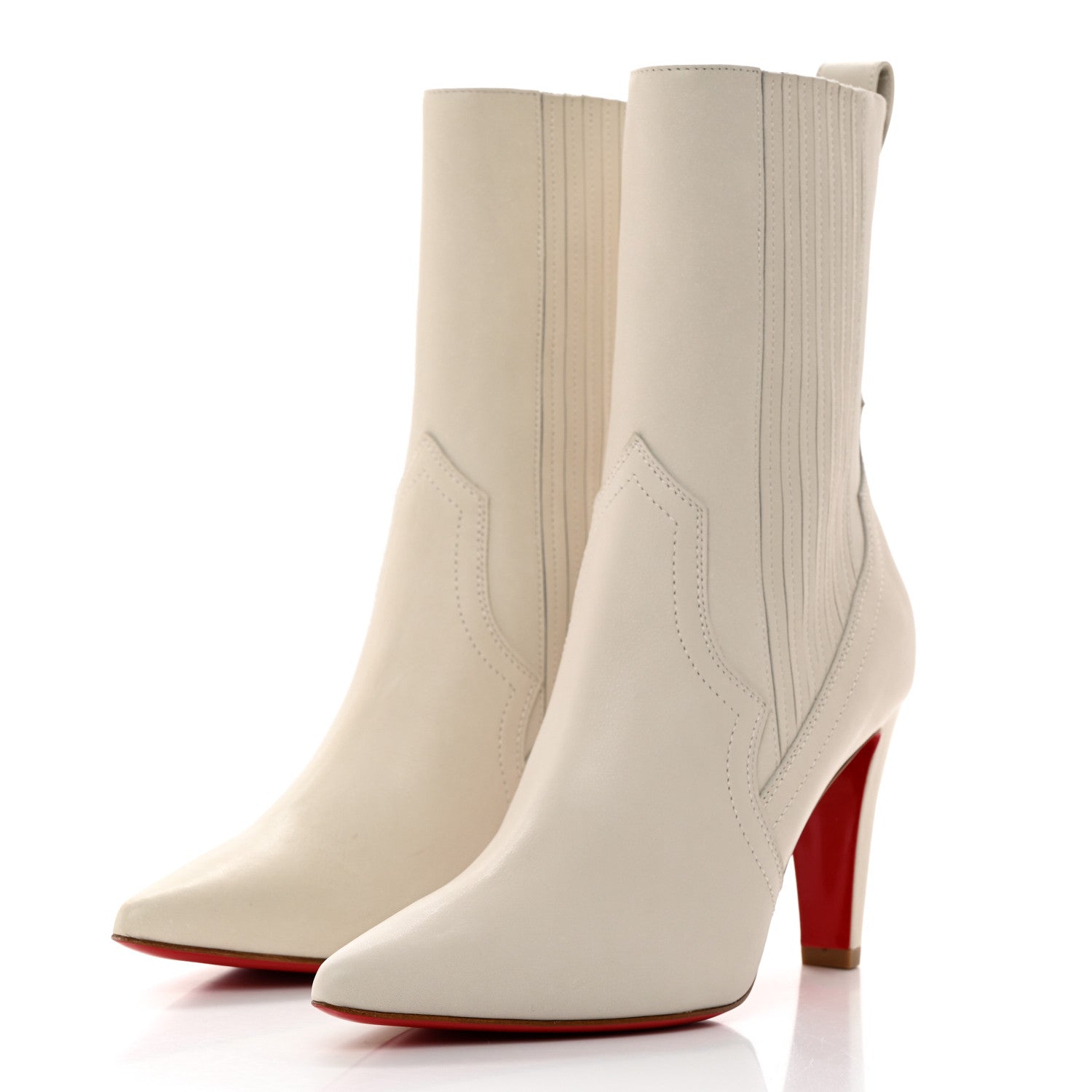 Christian Louboutin Calfskin Santigag 85 Ankle Boots 37 White 3 of 8