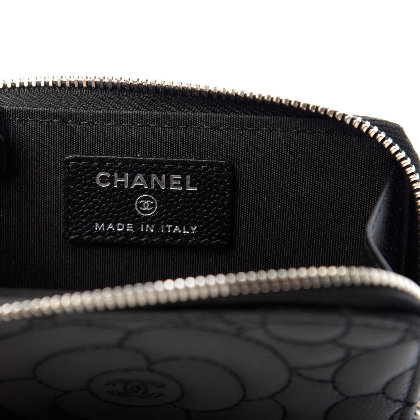 Caviar Camellia Embossed Key Holder Case Black
