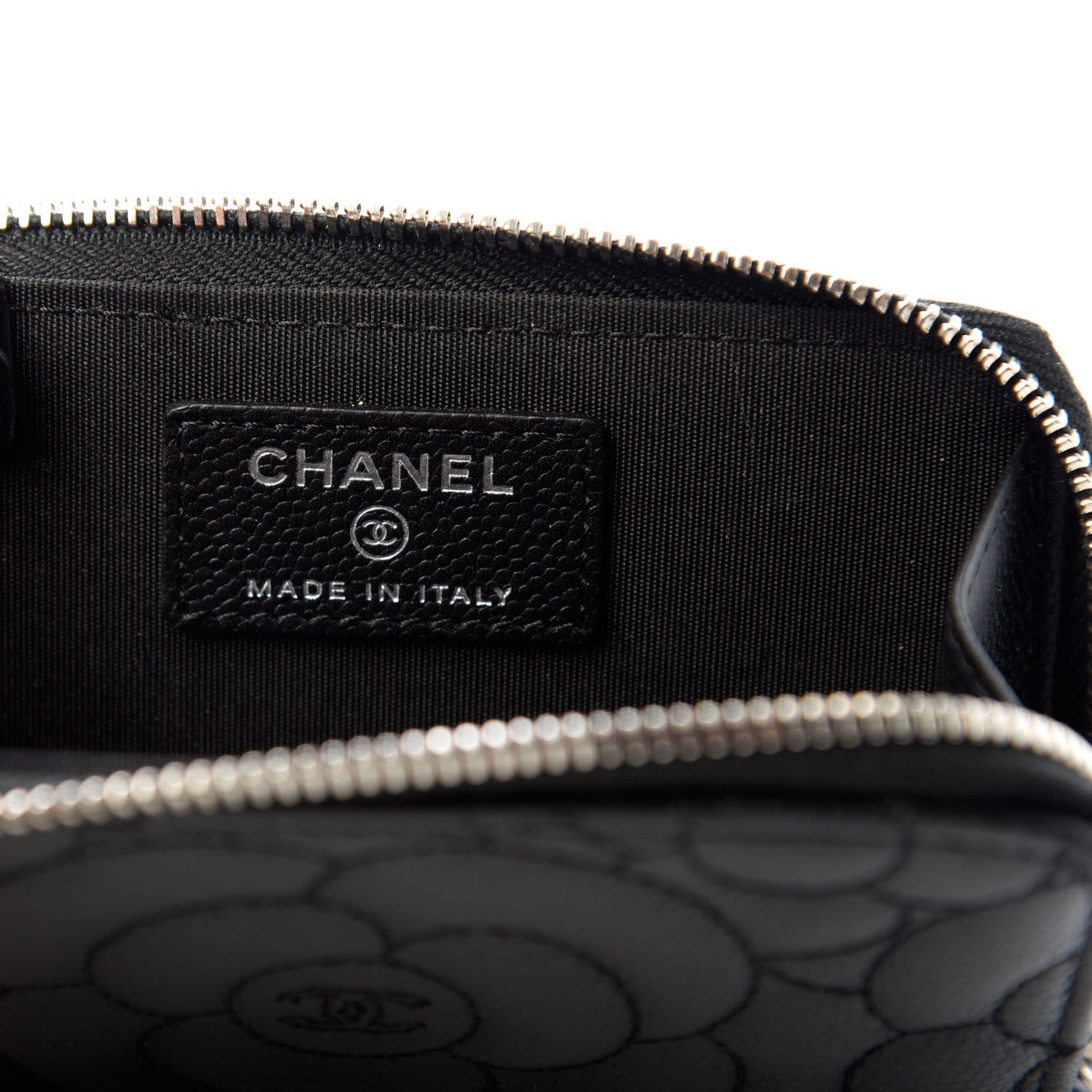 Chanel Caviar Camellia Embossed Key Holder Case Black 6 of 8