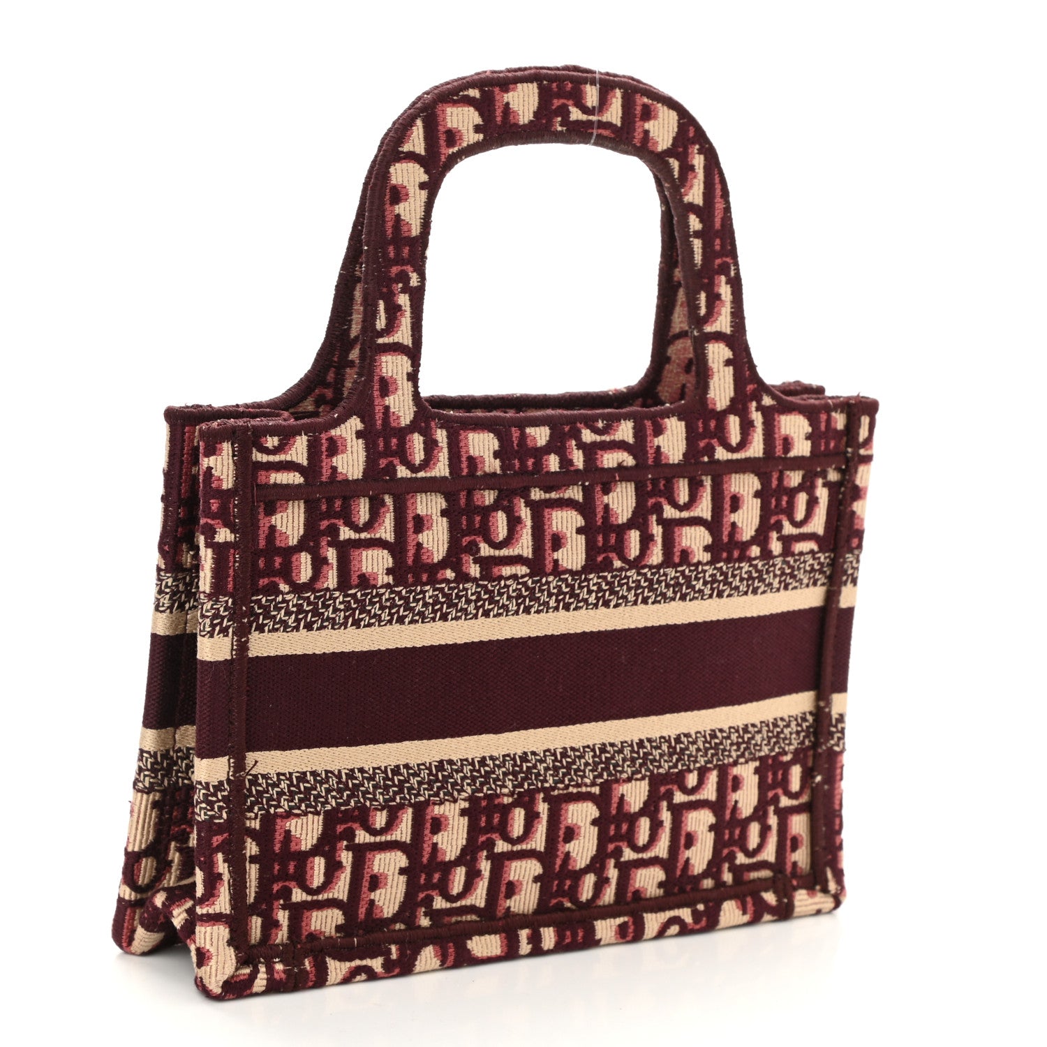 Christian Dior Oblique Mini Book Tote Burgundy Multicolor 3 of 9