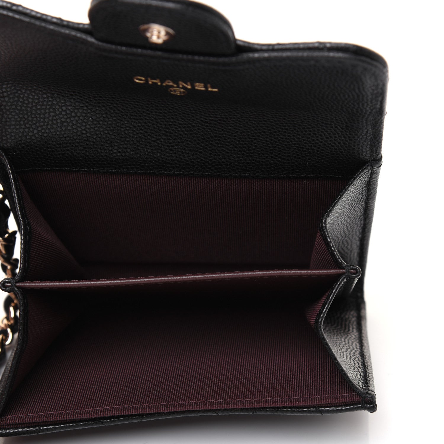 Chanel Caviar Quilted Flap Card Holder Chain Wristlet Black 5 of 12