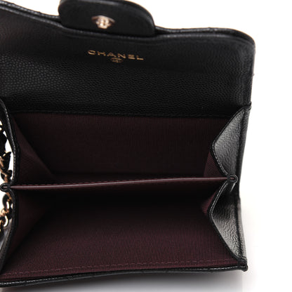 Chanel Caviar Quilted Flap Card Holder Chain Wristlet Black 5 of 12