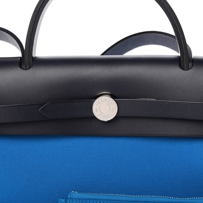 Hermes Vache Hunter Toile Herbag Zip 31 PM Bleu Zanzibar Bleu Indigo 9 of 10