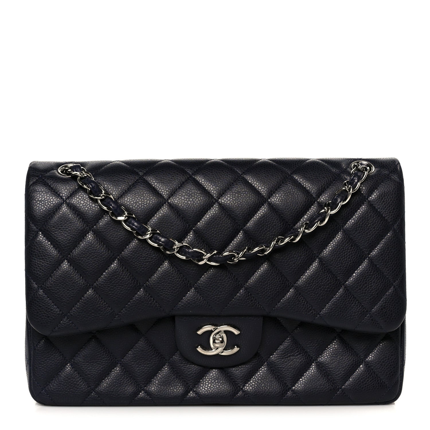 Chanel Caviar Quilted Jumbo Double Flap Navy Blue 1 of 12