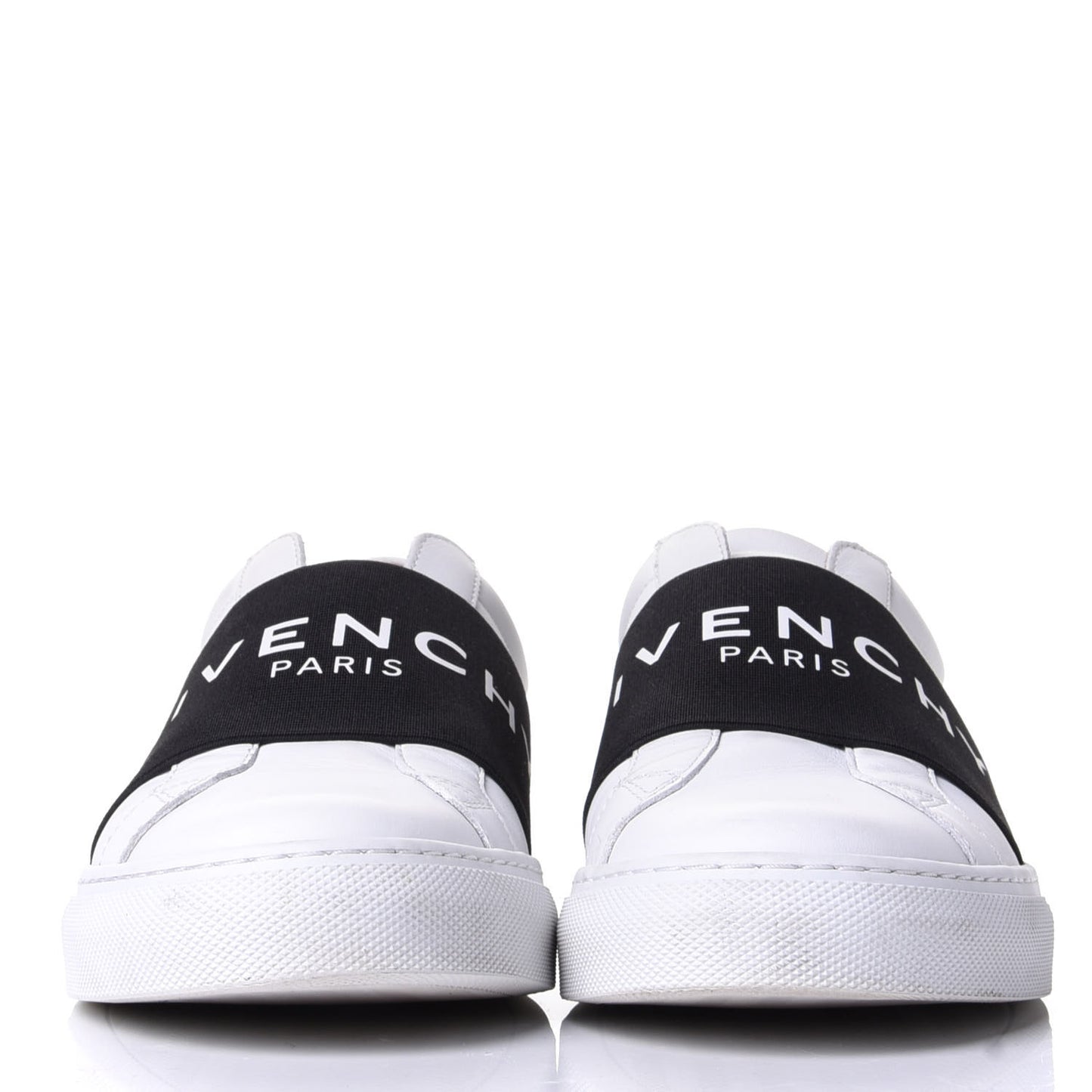 Calfskin Band Logo Womens Urban Street Sneakers 37.5 White Black