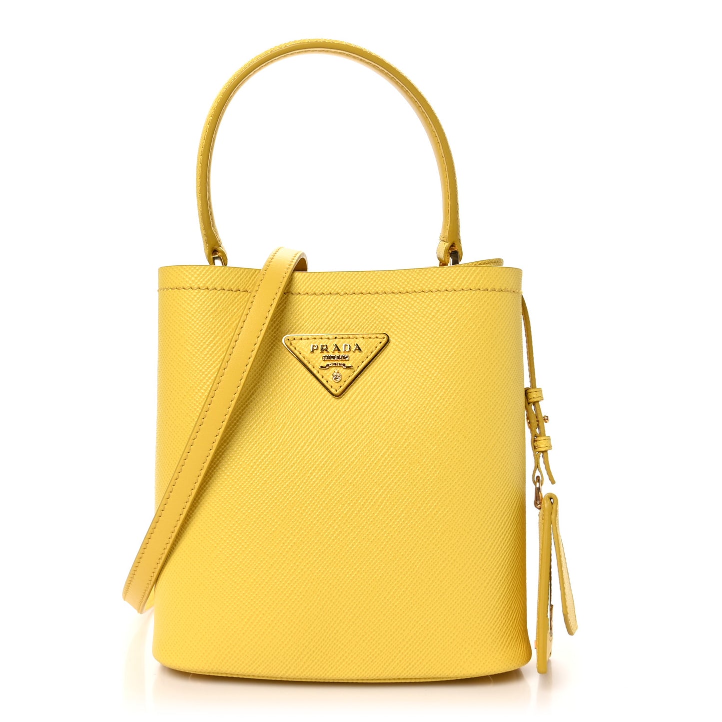 Saffiano Cuir Calfskin Small Panier Bucket Bag Soleil