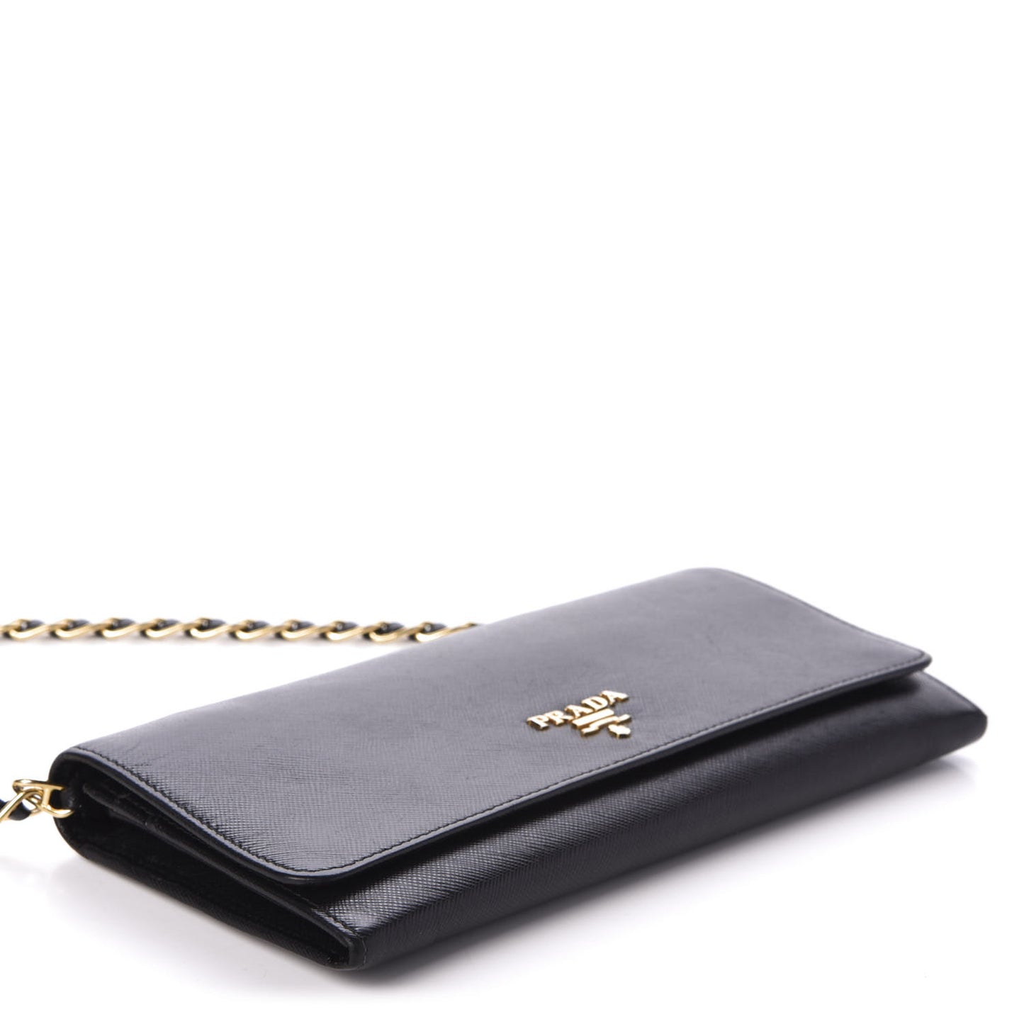 Saffiano Metal Oro Chain Wallet Black