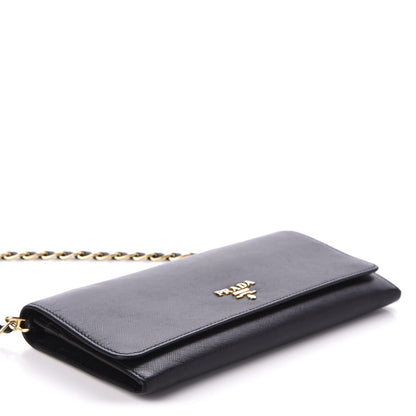 Prada Saffiano Metal Oro Chain Wallet Black 4 of 9