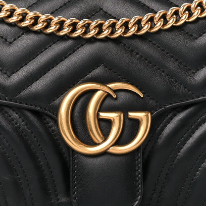 Gucci Calfskin Matelasse Small GG Marmont Shoulder Bag Black 9 of 11