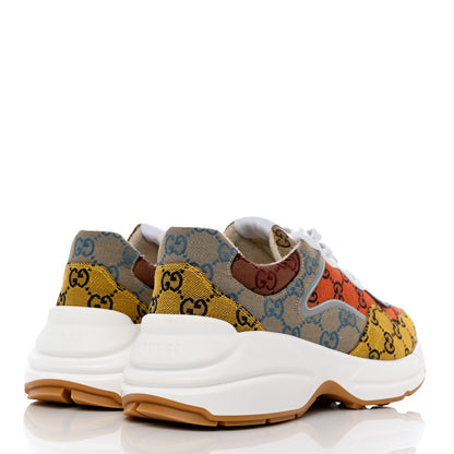 Gucci Monogram Multicolor Mens Rhyton Sneakers 9 Yellow Blue Great White Tabasco 4 of 8