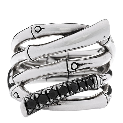 John Hardy Sterling Silver Black Sapphire Bamboo Lava Wide Wrap Ring 52 6 1 of 4