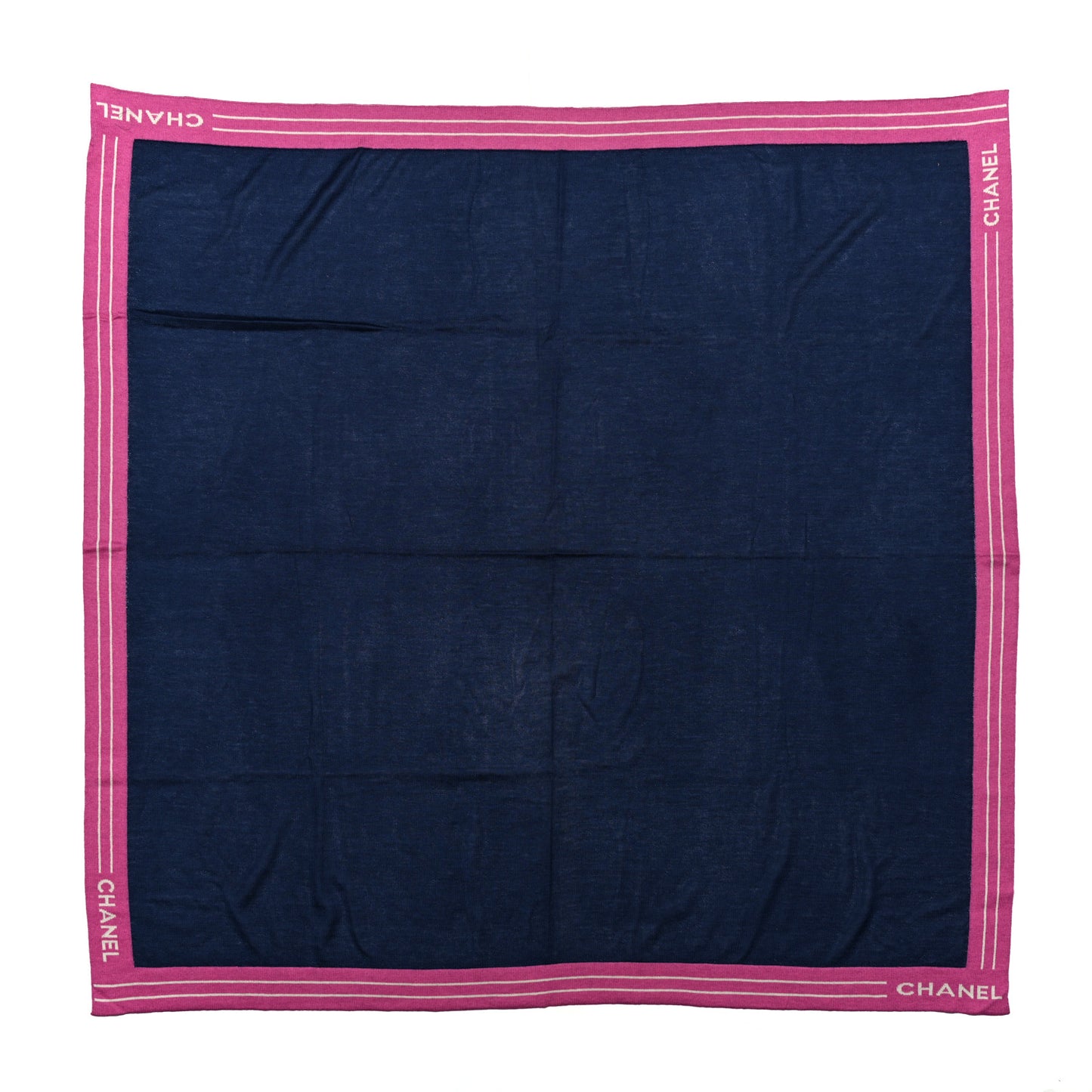 Cashmere Silk Cotton Knit CC Scarf Blue Pink White