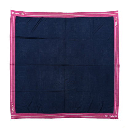 Chanel Cashmere Silk Cotton Knit CC Scarf Blue Pink White 1 of 3