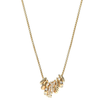 David Yurman 18K Yellow Gold Diamond Stax Rondelle Pendant Necklace 1 of 6
