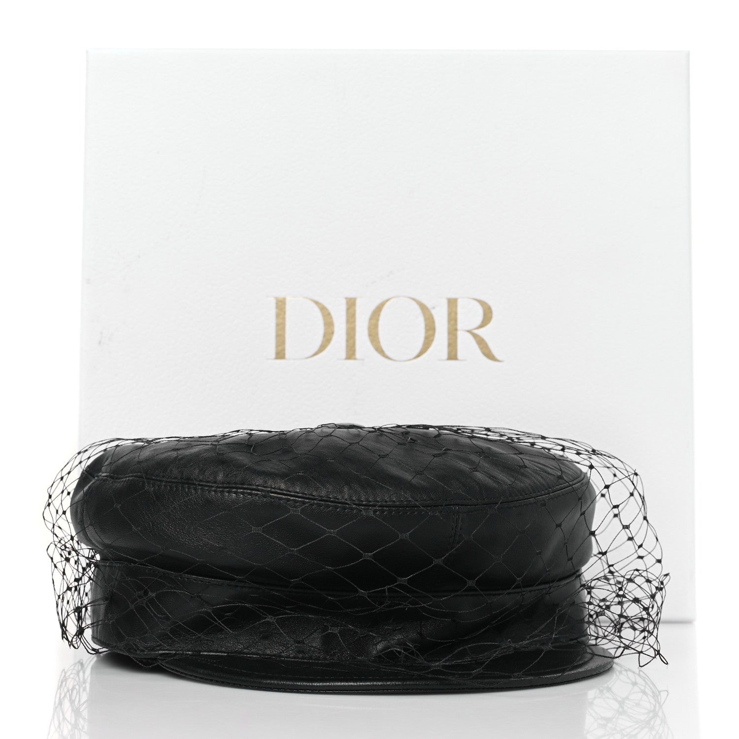 Christian Dior Lambskin Arty Beret Cap with Veil 59 Black 8 of 8