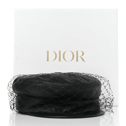 Christian Dior Lambskin Arty Beret Cap with Veil 59 Black 8 of 8