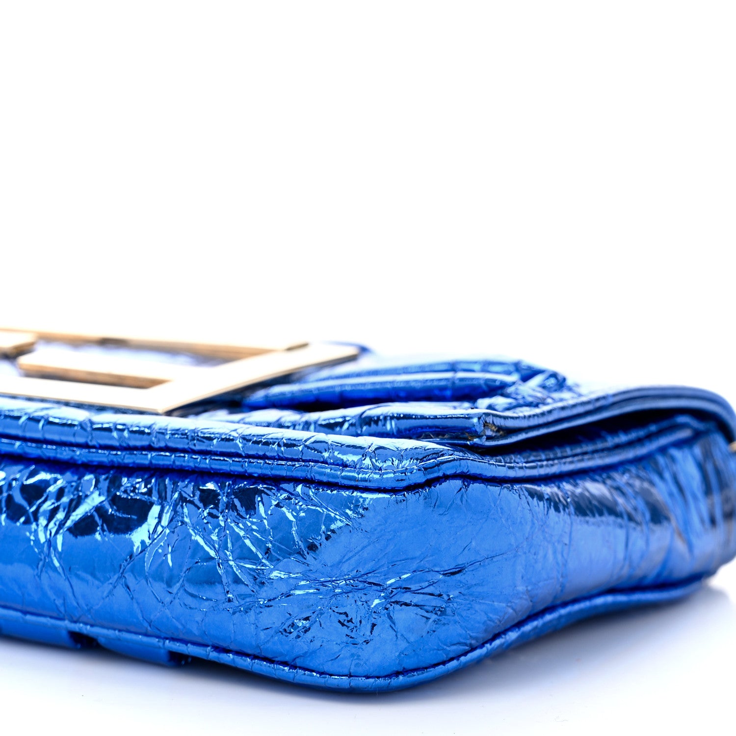 Fendi Metallic Calfskin Mia Pochette Blue 9 of 10