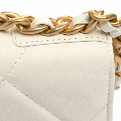 Chanel Goatskin Quilted Chanel 19 Wallet On Chain WOC White 14 of 19