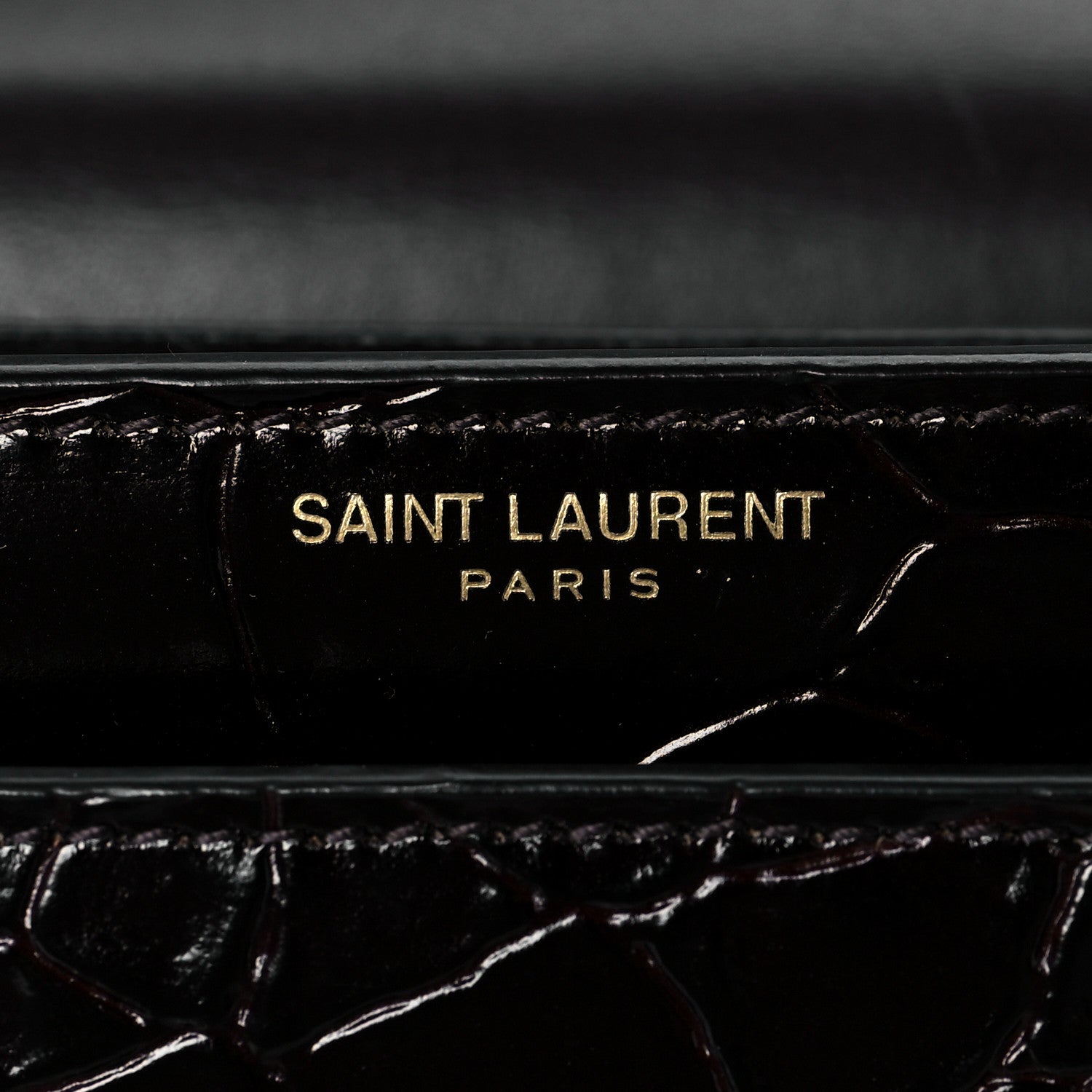 Saint Laurent Calfskin Crocodile Embossed Small Monogram Sunset Brown 5 of 8