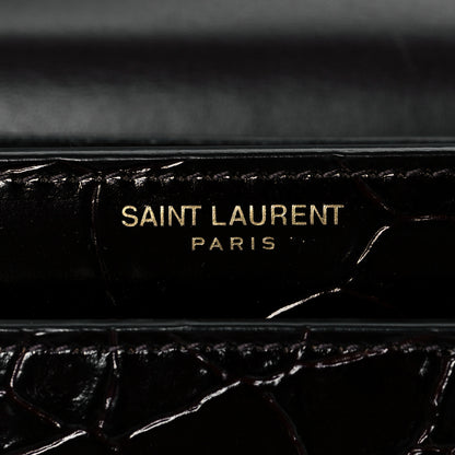 Saint Laurent Calfskin Crocodile Embossed Small Monogram Sunset Brown 5 of 8