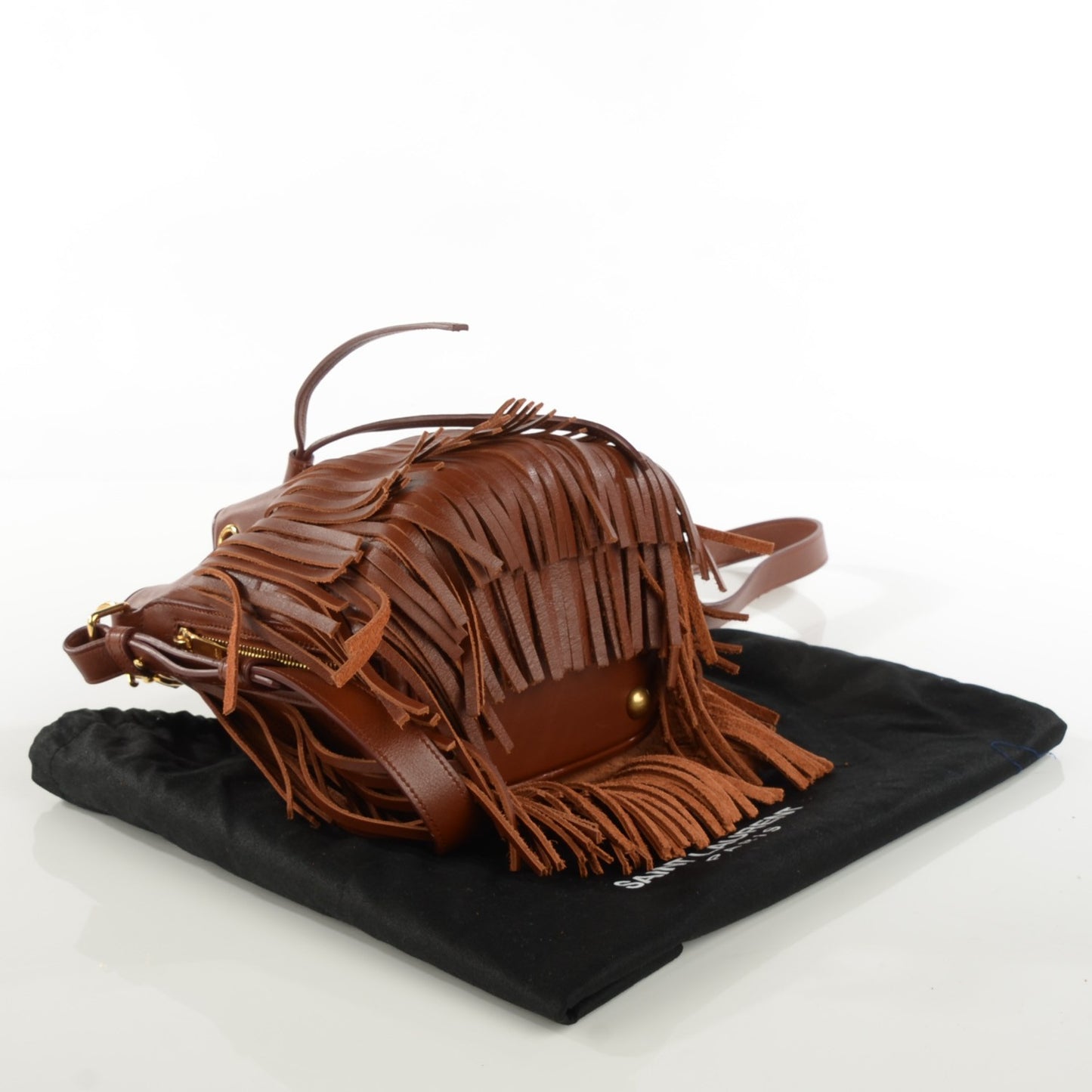 Calfskin Small Emmanuelle Fringe Bucket Bag Cotto