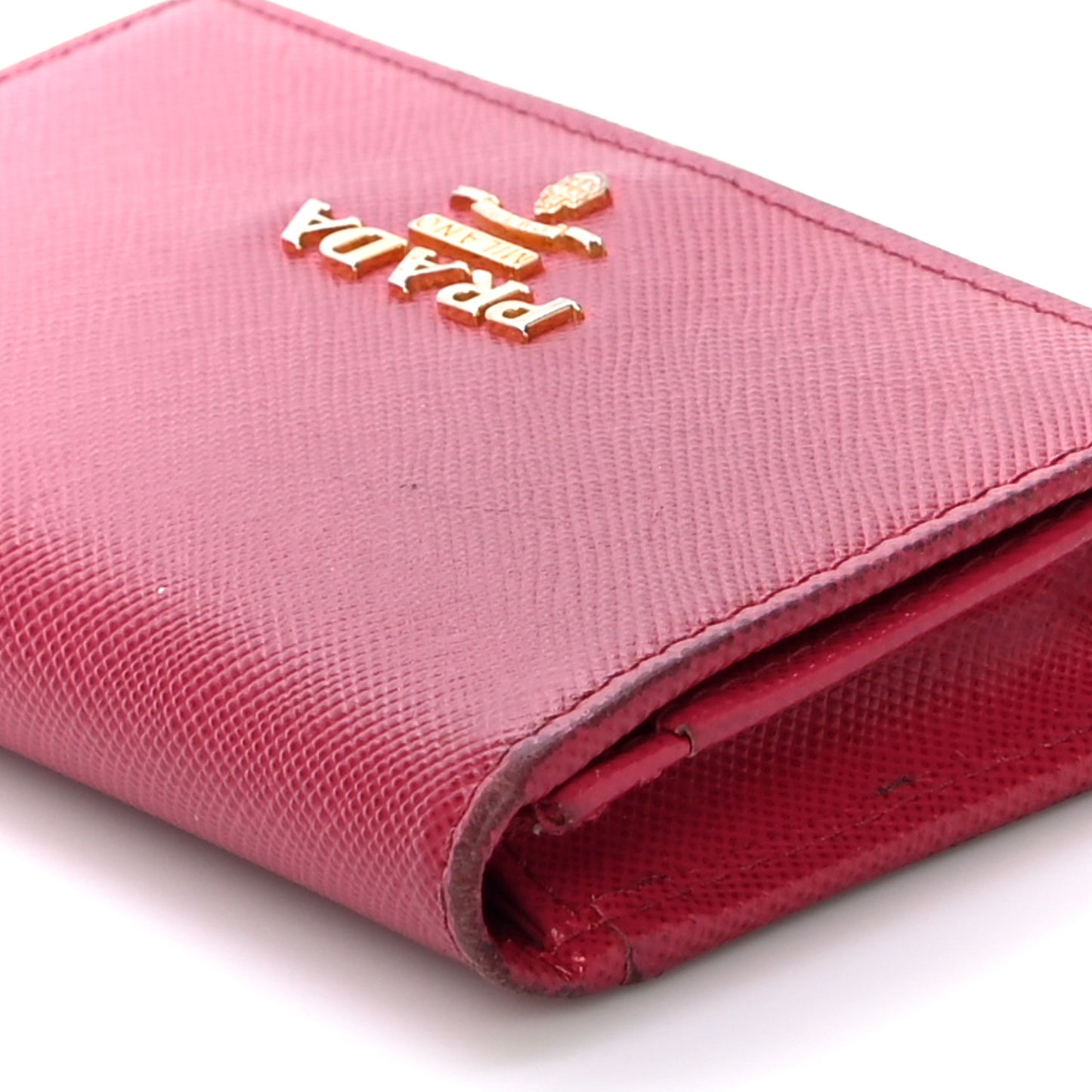 Saffiano Metal Bi-Fold Card Holder Wallet Peonia