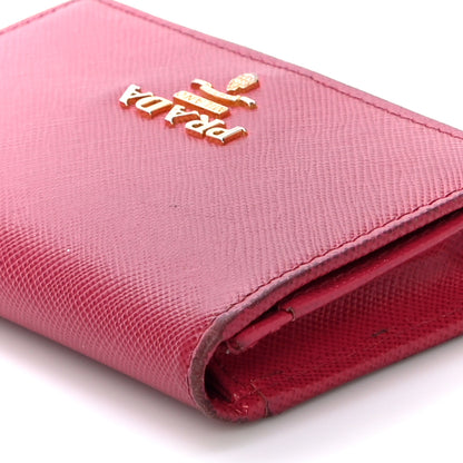 Prada Saffiano Metal Bi-Fold Card Holder Wallet Peonia 11 of 19