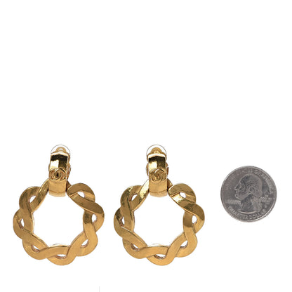 Chanel CC Chain Hoop Clip On Earrings Gold 3 of 5