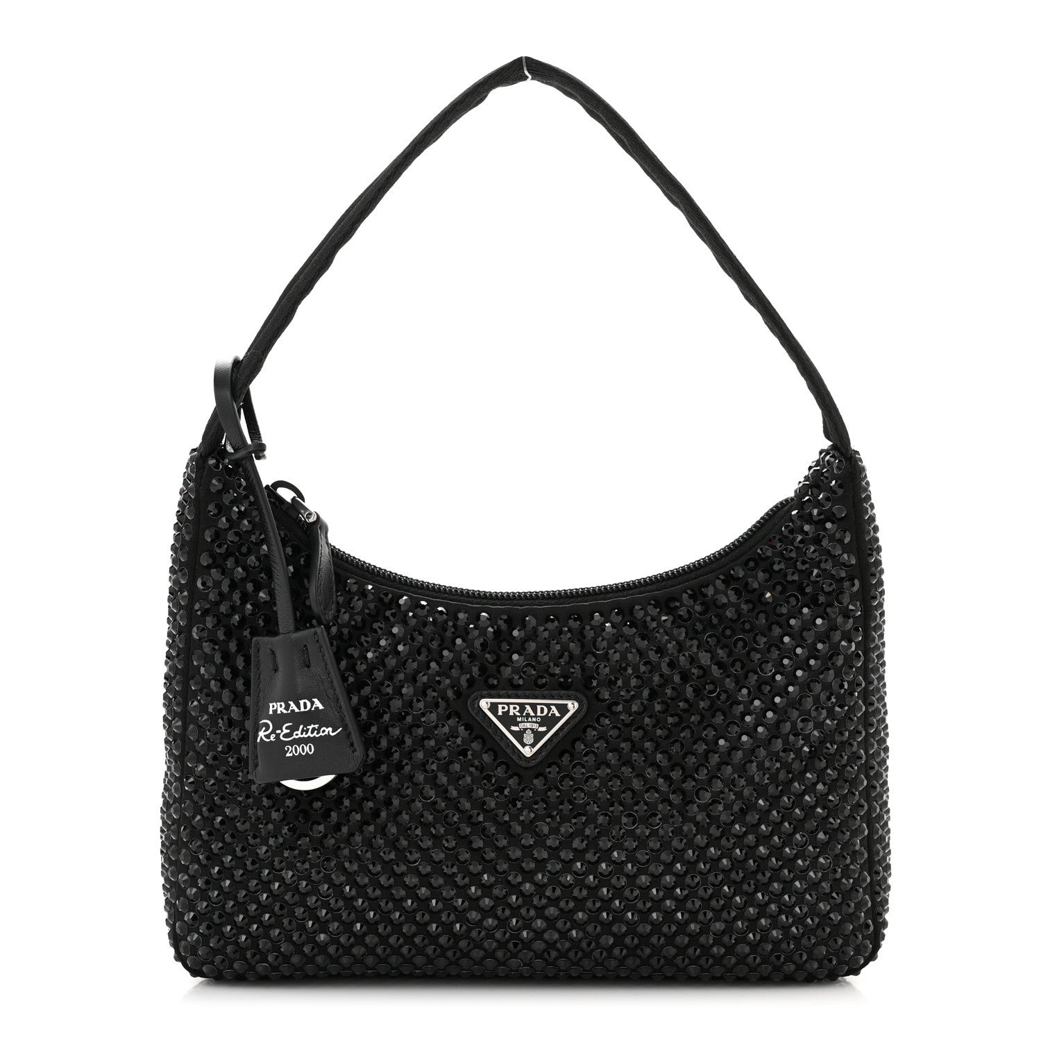 Prada Satin Crystal Mini Re-Edition 2000 Bag Black 1 of 12