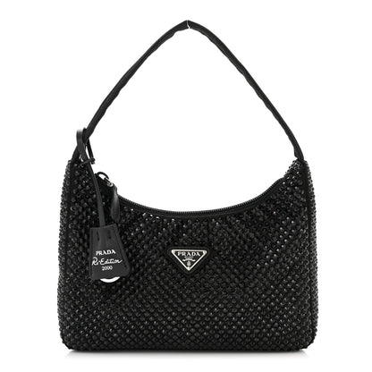 Prada Satin Crystal Mini Re-Edition 2000 Bag Black 1 of 12