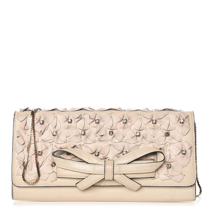 Valentino Garavani Vitello Glam Flower Crystal Bow Clutch Nude 1 of 21