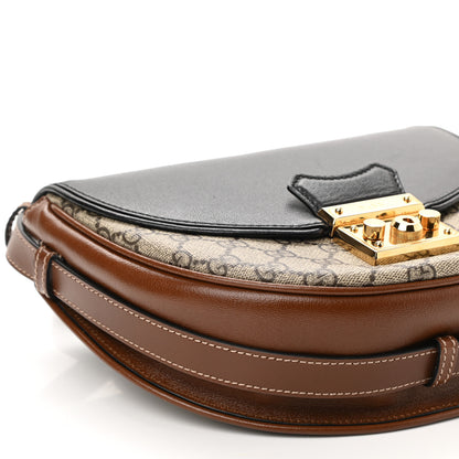 Gucci GG Supreme Monogram Calfskin Small Padlock Messenger Shoulder Bag Beige Black Cuir 9 of 12