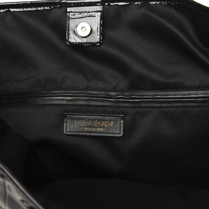 Saint Laurent Crocodile Embossed Patent Raspail Tote Black 8 of 17