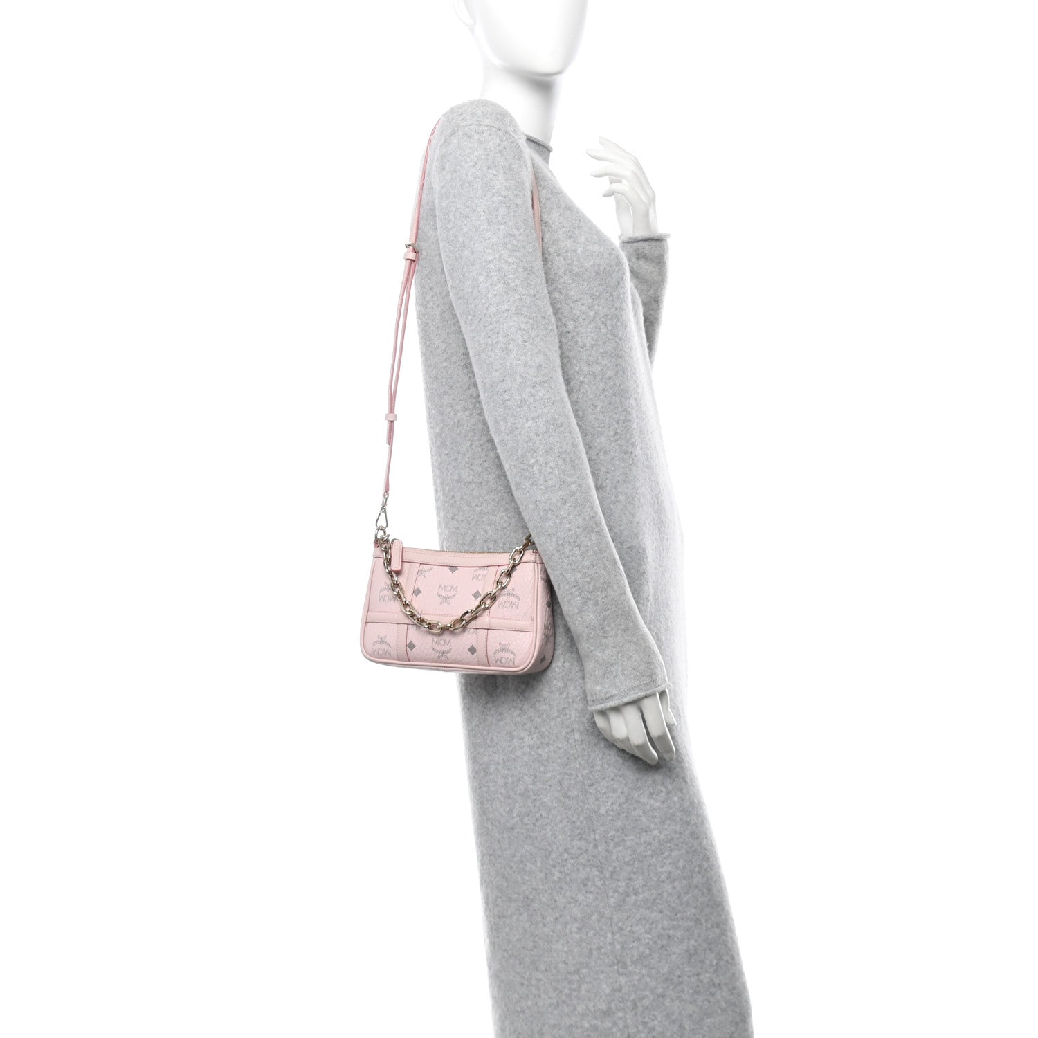 MCM Visetos Nappa Mini Delmy Chain Shoulder Bag Powder Pink 2 of 9