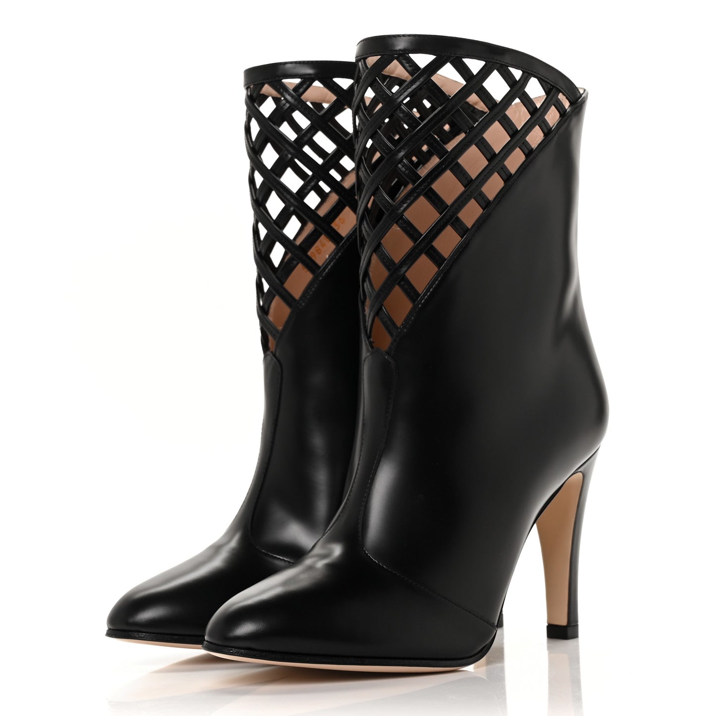 Plume Calfskin Damir Lattice Cutout Boots 36 Black