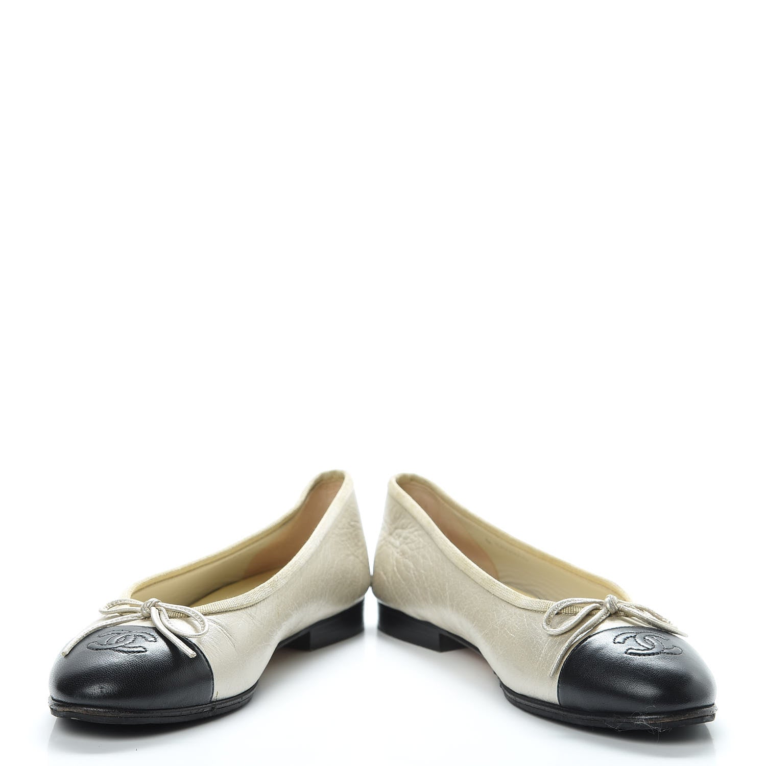 Chanel Metallic Lambskin Cap Toe CC Ballerina Flats 37 Gold Black 5 of 18