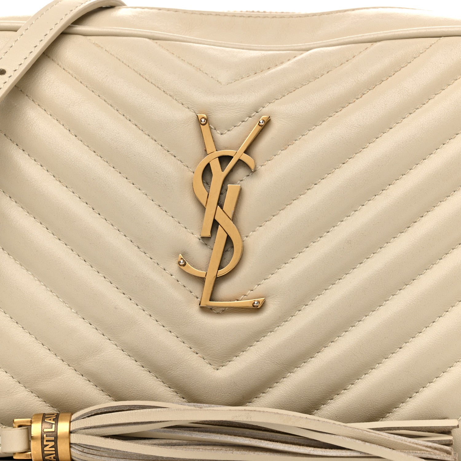 Saint Laurent Calfskin Matelasse Monogram Lou Camera Bag Crema Soft 8 of 19
