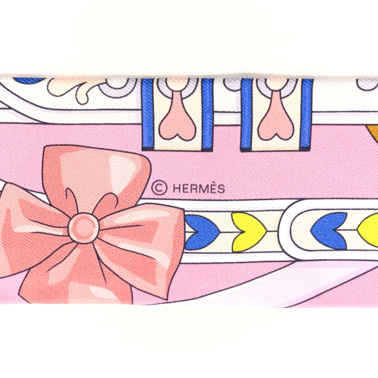 Hermes Silk Harnais De Coeur Twilly Rose Bonbon Blue 3 of 4