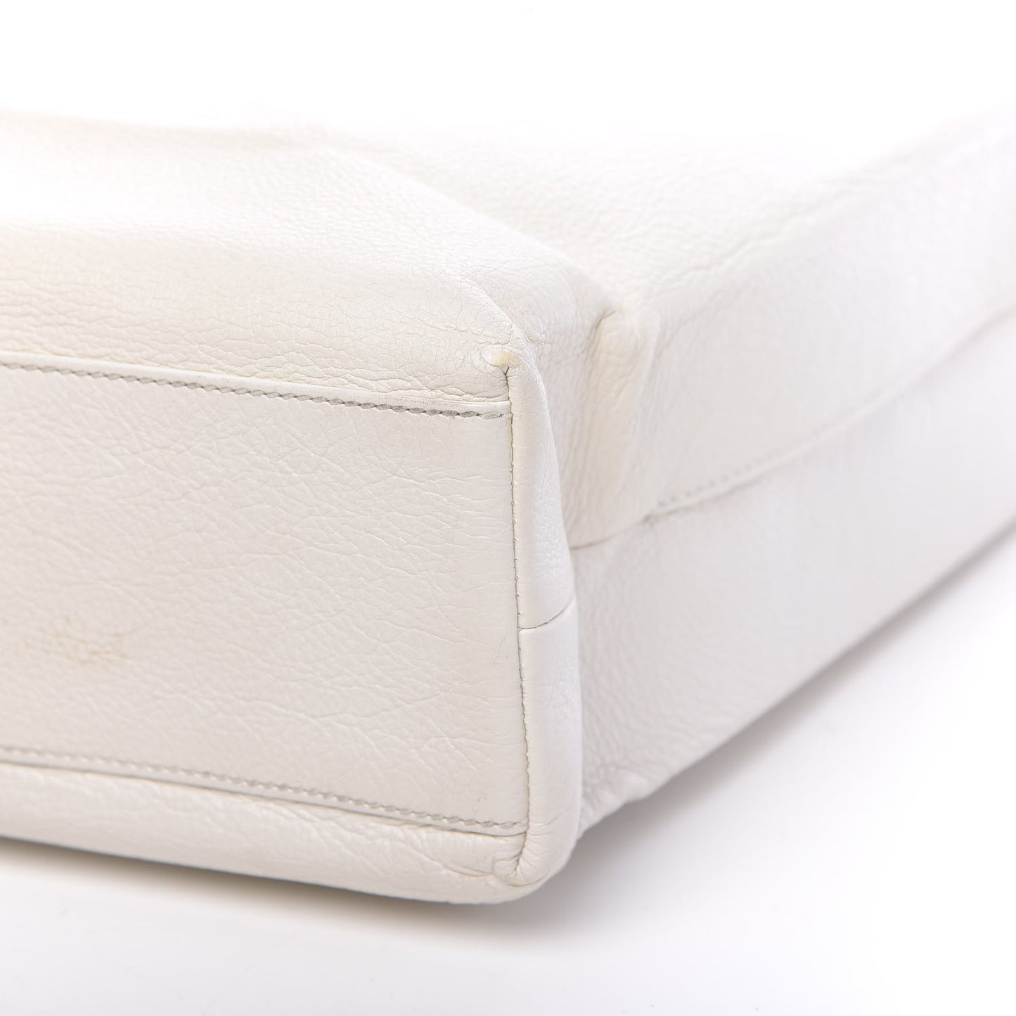 Calfskin Medium Logo North South Shopping Tote White