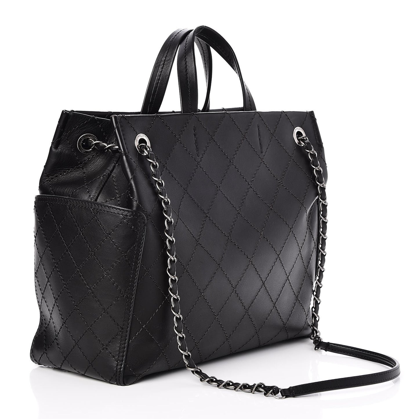 Calfskin CC Pocket Tote Black