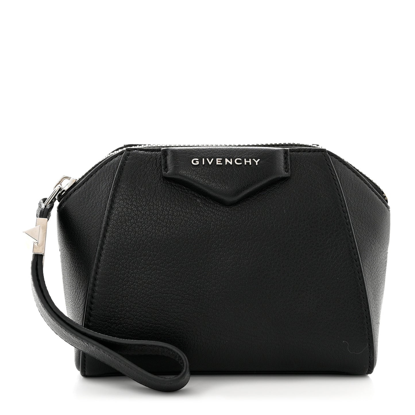 Sugar Goatskin Small Antigona Beauty Wristlet Black