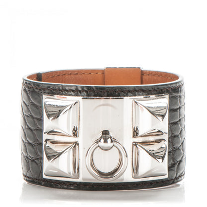 Hermes Matte Alligator Collier De Chien CDC Bracelet L Havane 1 of 5