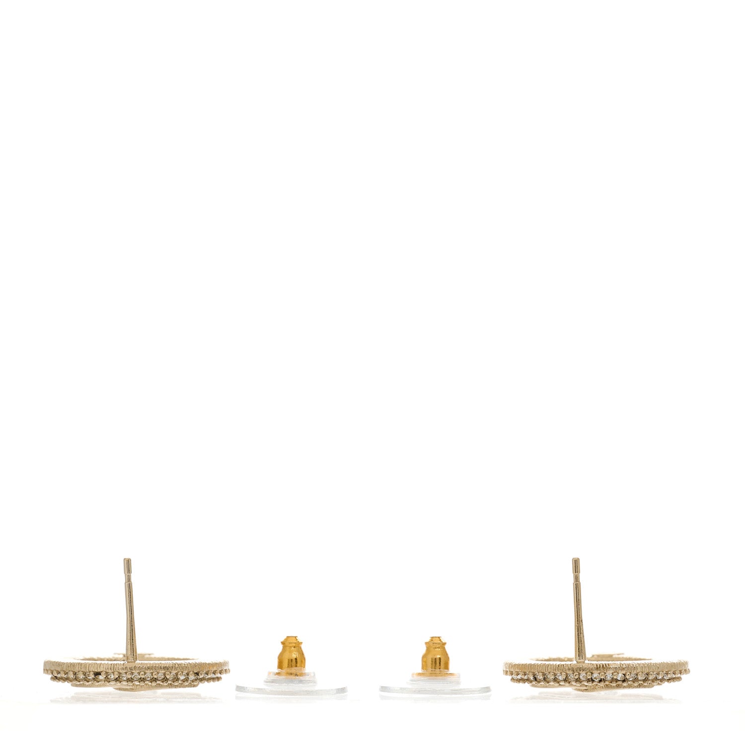 Chanel Crystal CC Vendome Round Earrings Gold 3 of 4